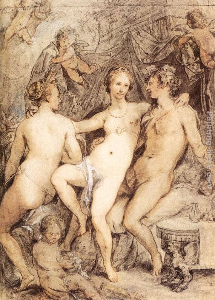 Venus between Ceres and Bacchus painting - Hendrick Goltzius Venus between Ceres and Bacchus art painting